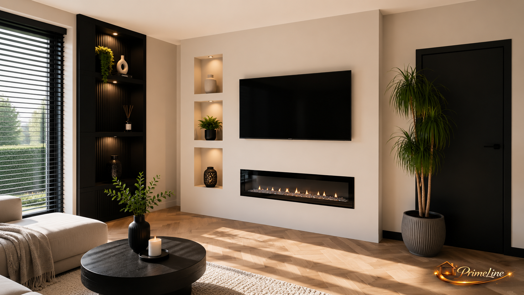 Minimal Luxury Cinewall | Moderne Cinewall met LED Haard
