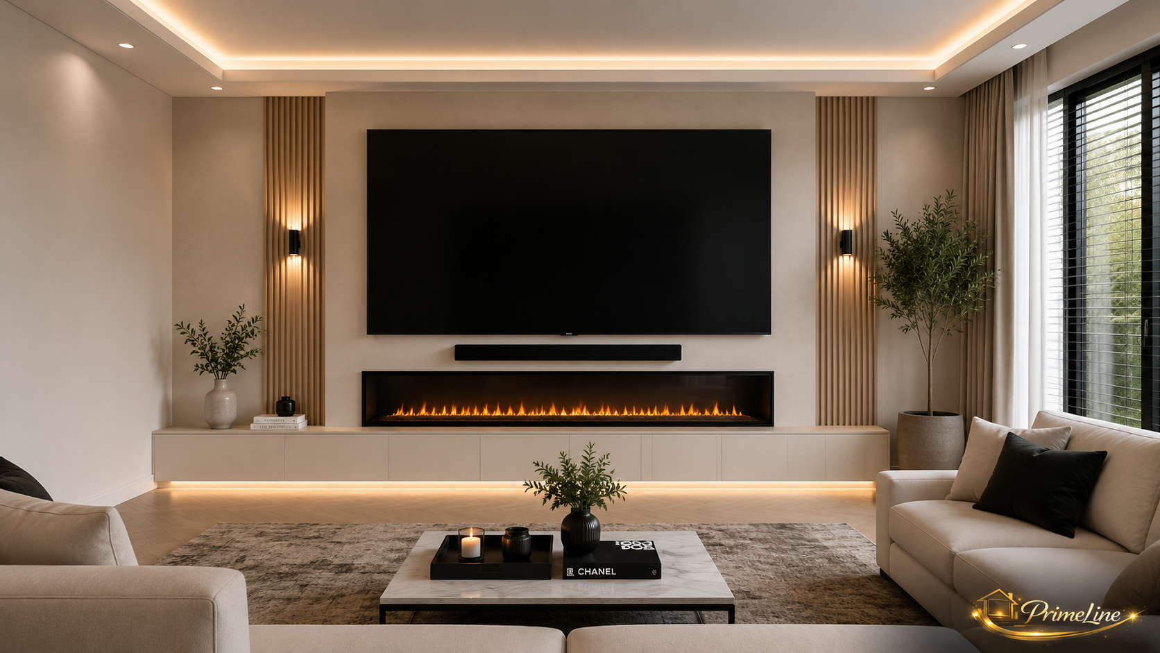 Cinewall Elegance Supreme | Luxe Cinewall met Haard & TV Wand op Maat