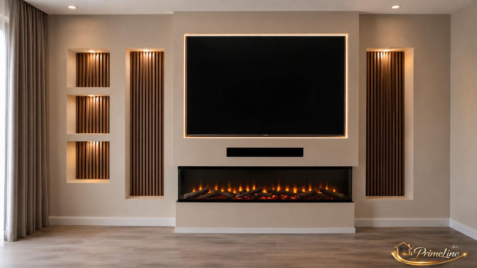 PrimeLine Elegance | Luxe Cinewall op Maat met LED-Haard